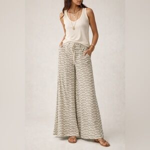 NWT Anthropologie Elevenses Wide Leg Abstract Ribbon Belted Pants Size 8